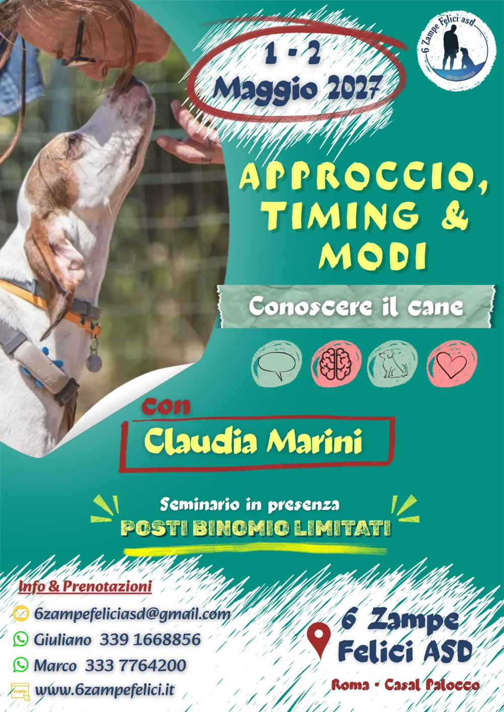 Locandina del seminario Approccio, Timing & Modi con Claudia Marini